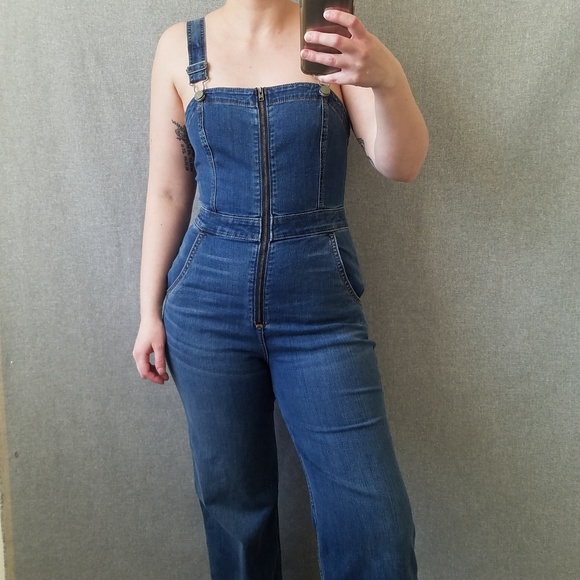 hollister denim overalls